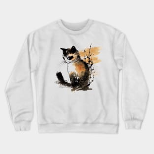 Neko Sumie-e cat art Crewneck Sweatshirt